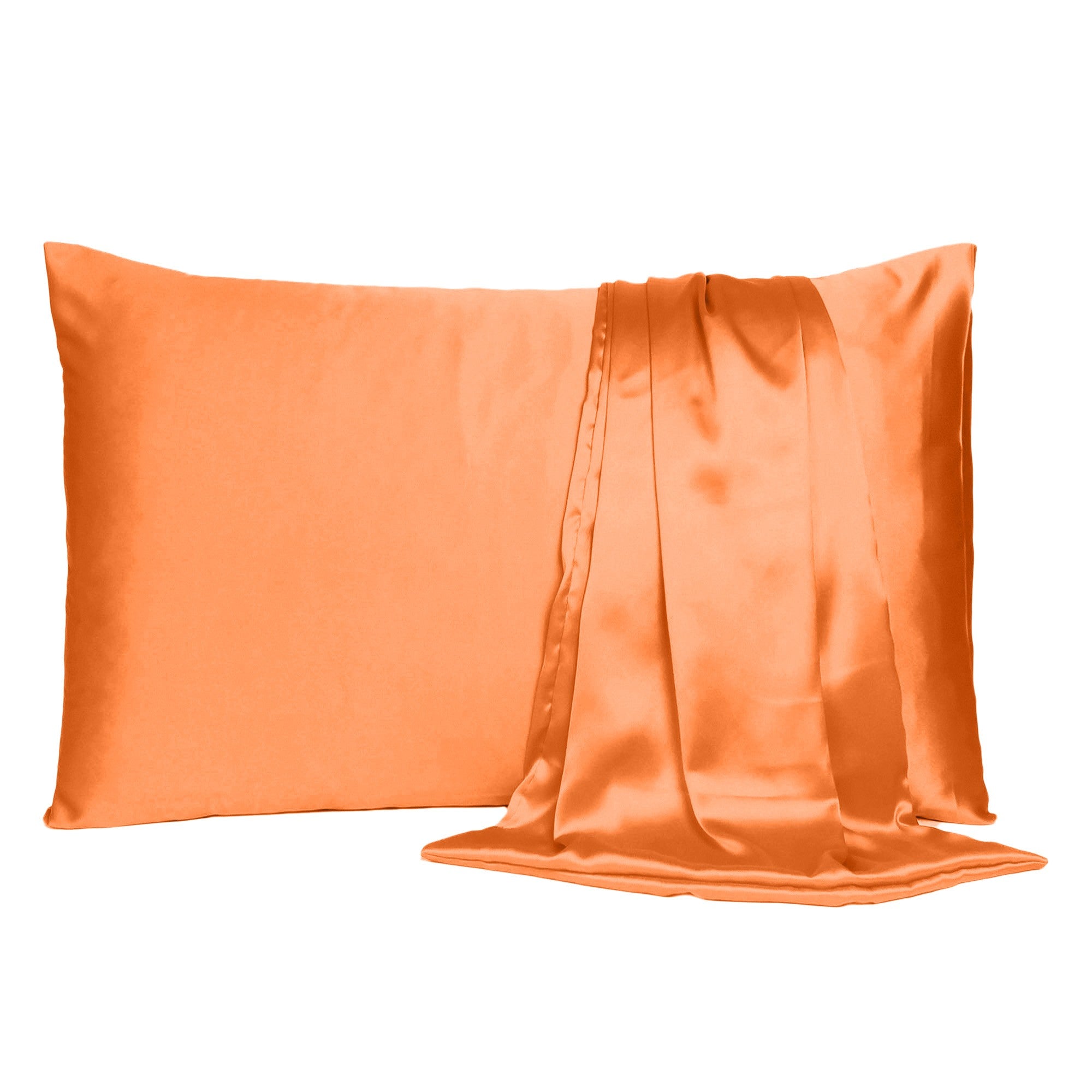 Orange Dreamy Set Of 2 Silky Satin Standard Pillowcases-Bed Sheets-DECOROLALA