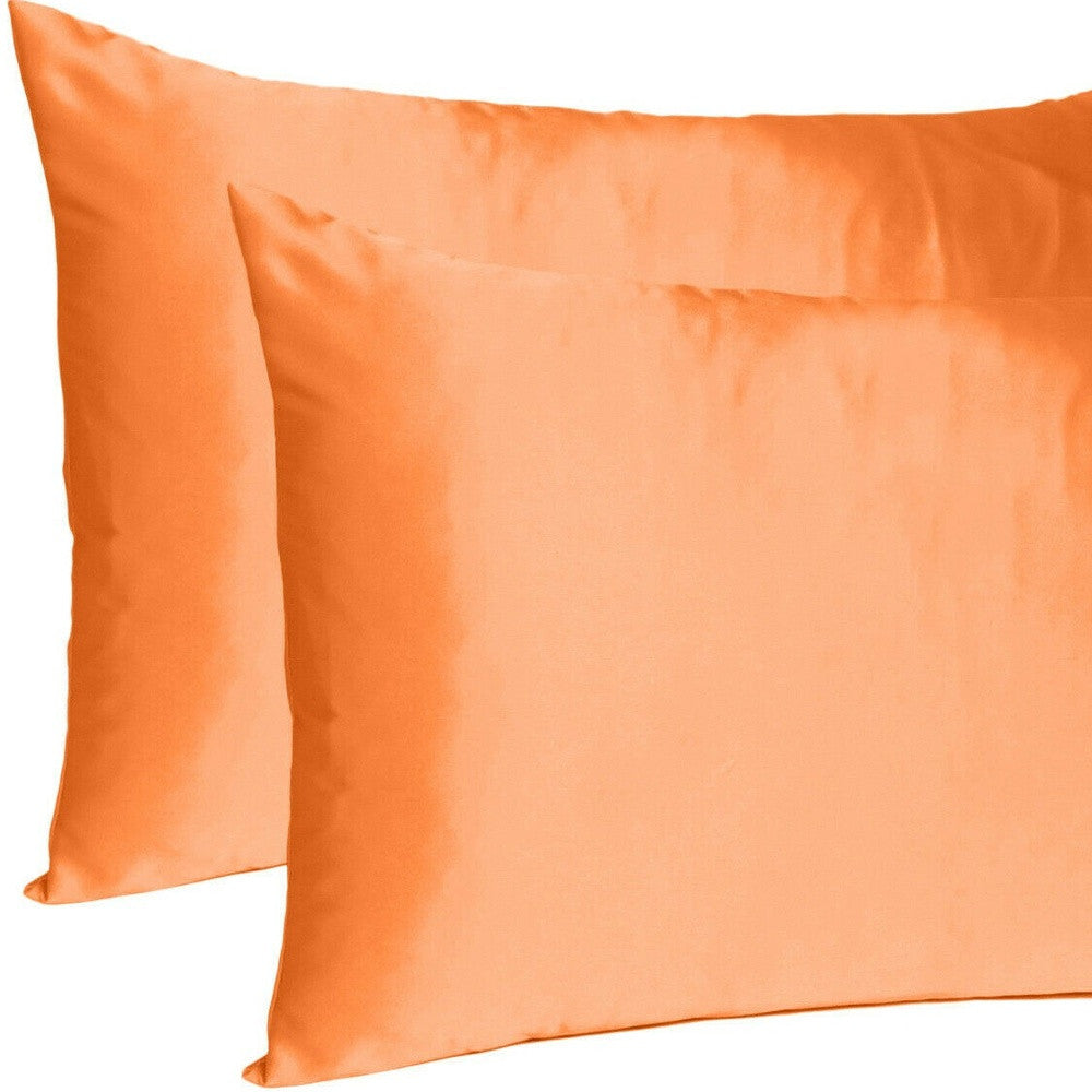 Orange Dreamy Set Of 2 Silky Satin Standard Pillowcases-Bed Sheets-DECOROLALA