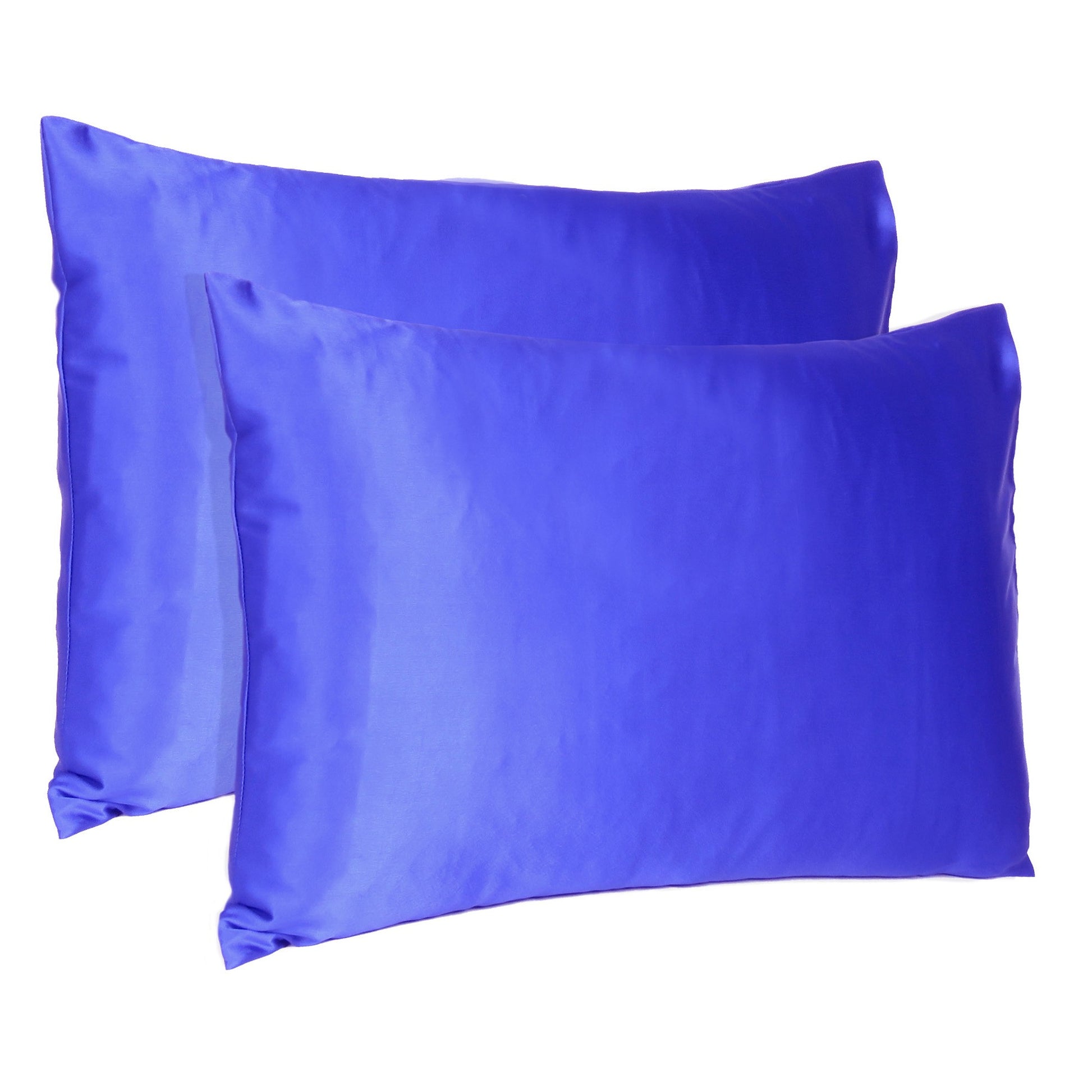 Royal Blue Dreamy Set Of 2 Silky Satin Standard Pillowcases-Bed Sheets-DECOROLALA