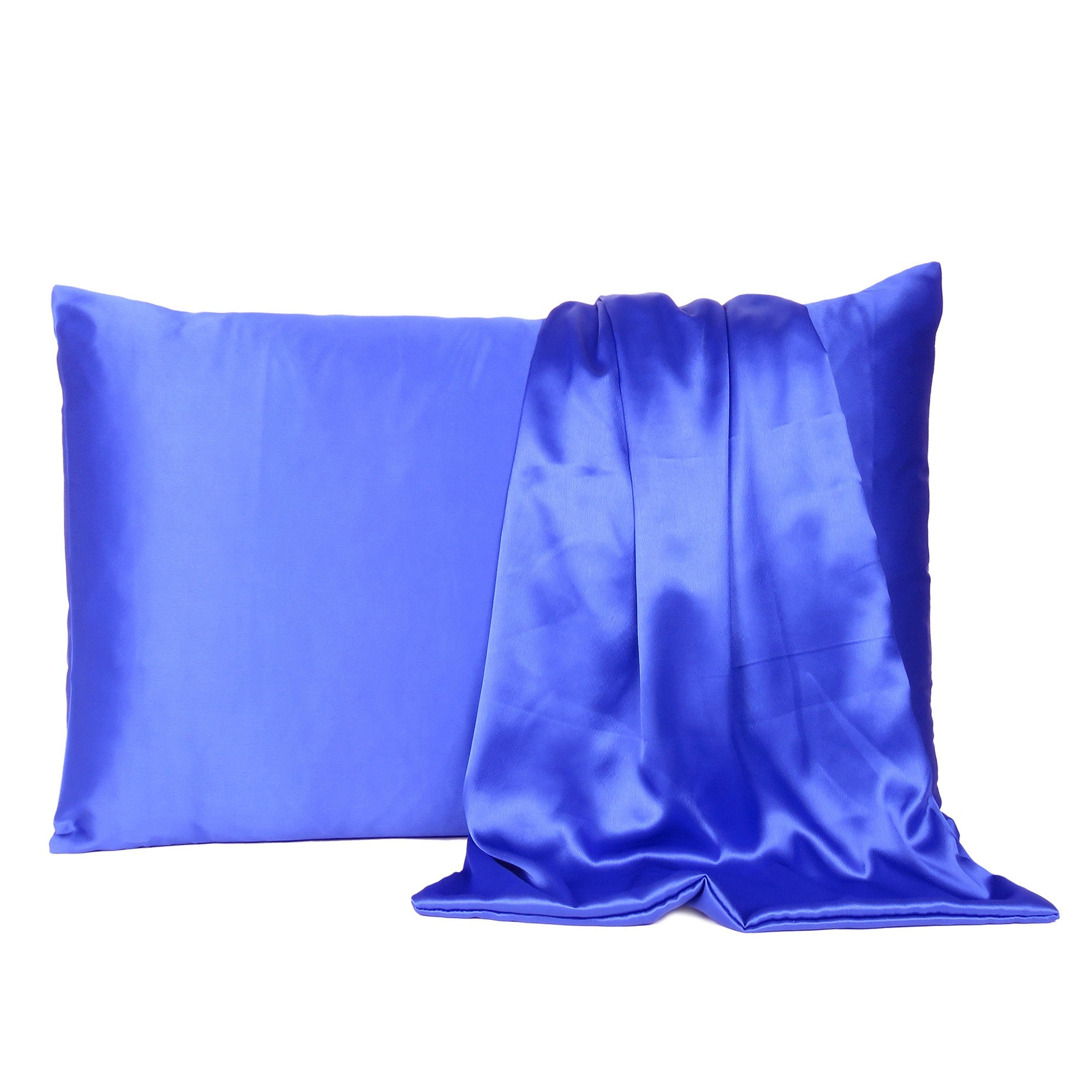 Royal Blue Dreamy Set Of 2 Silky Satin Standard Pillowcases-Bed Sheets-DECOROLALA