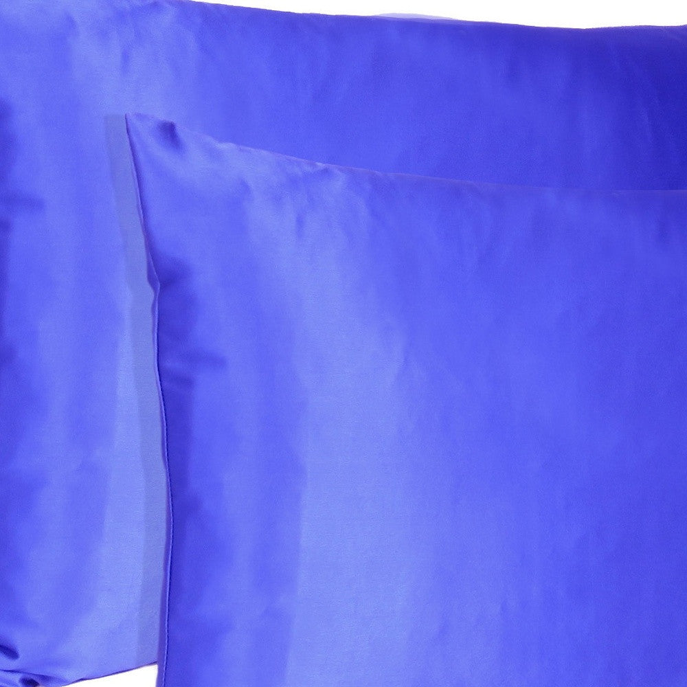 Royal Blue Dreamy Set Of 2 Silky Satin Standard Pillowcases-Bed Sheets-DECOROLALA