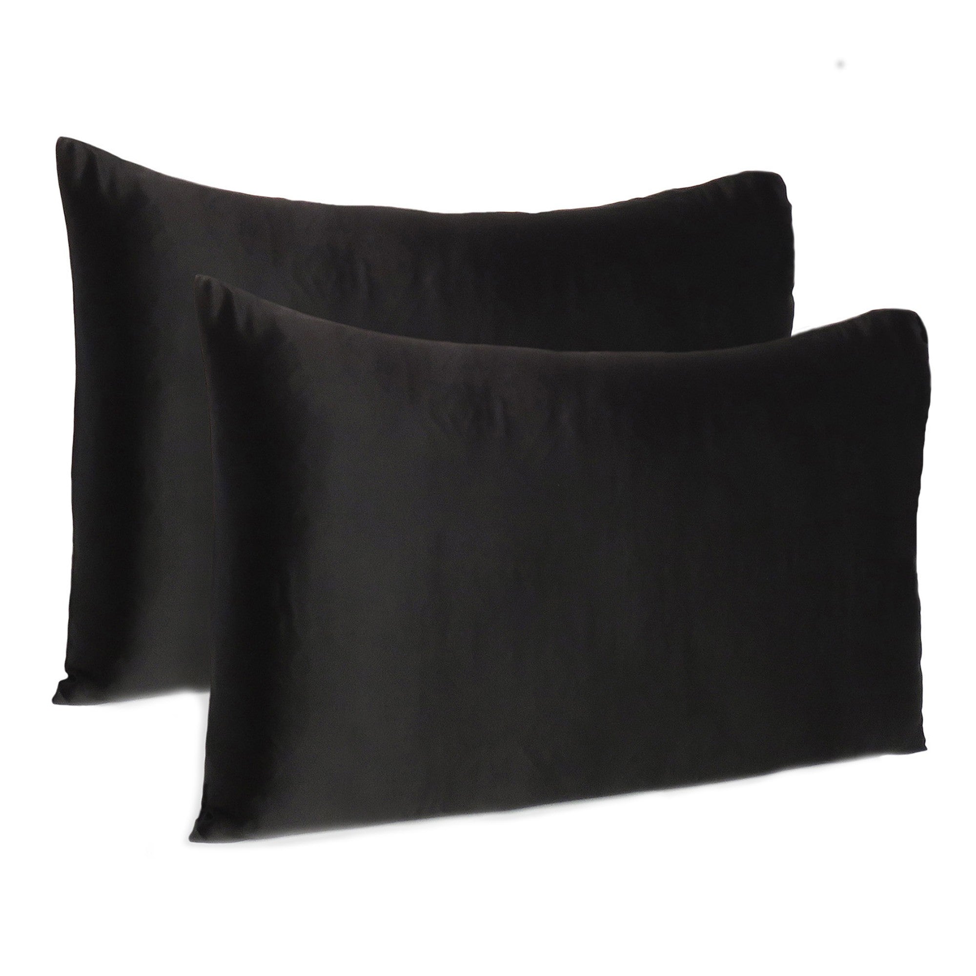 Black Dreamy Set Of 2 Silky Satin Queen Pillowcases-Bed Sheets-DECOROLALA