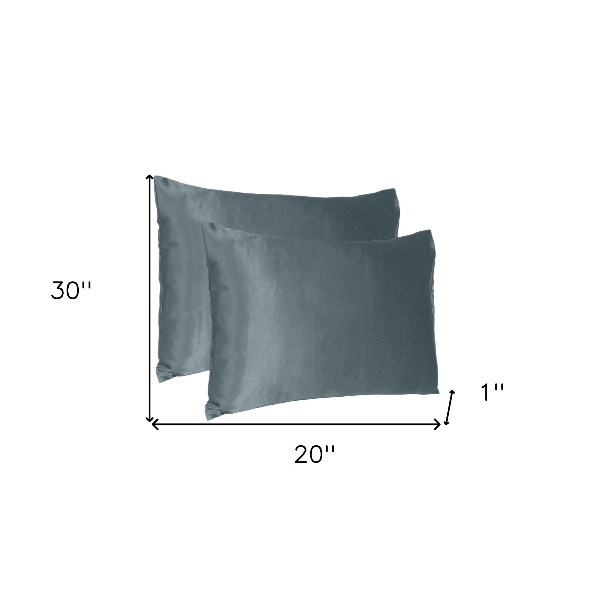 Gray Dreamy Set Of 2 Silky Satin Queen Pillowcases-Bed Sheets-DECOROLALA