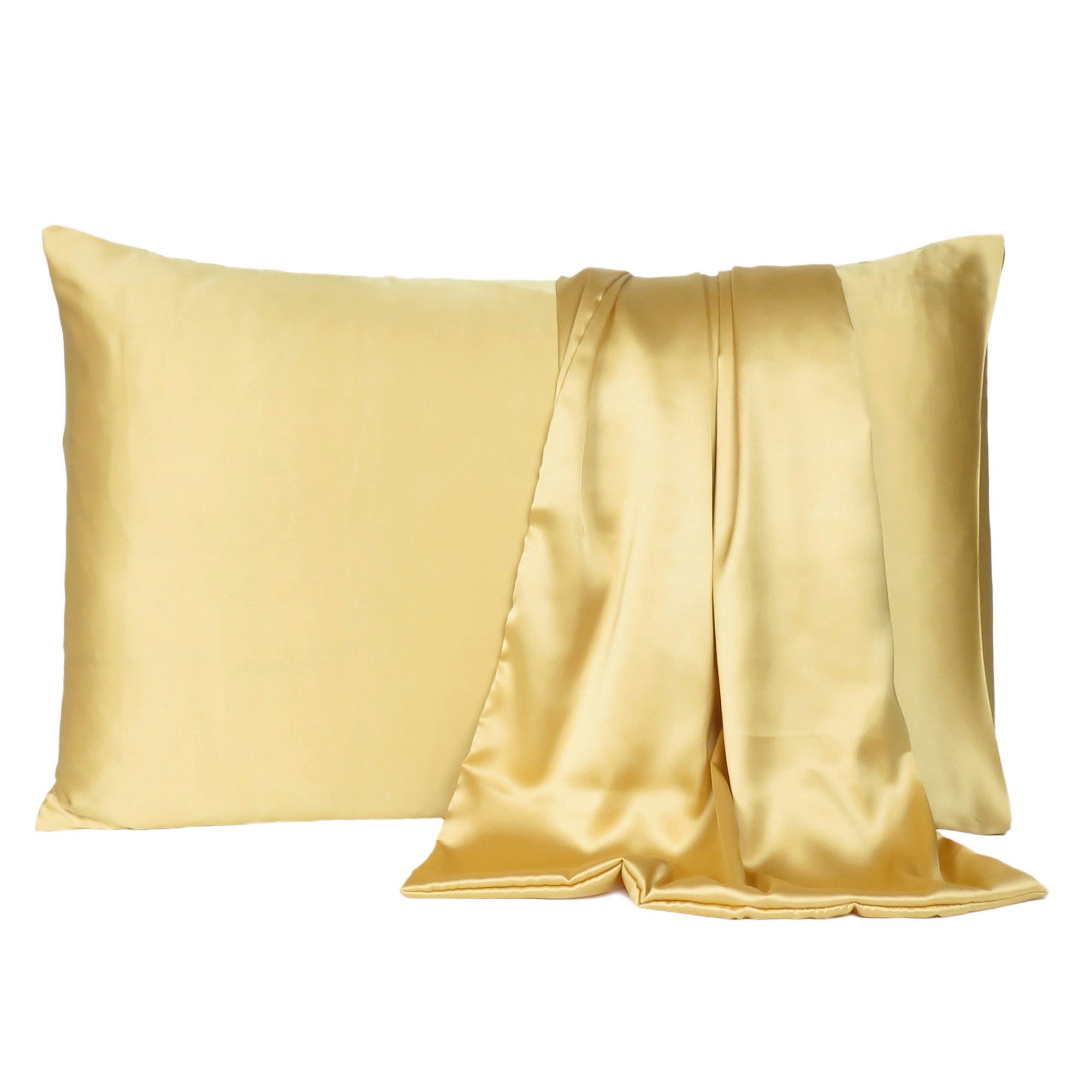 Gold Dreamy Set Of 2 Silky Satin Queen Pillowcases-Bed Sheets-DECOROLALA