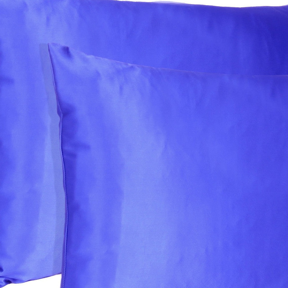 Royal Blue Dreamy Set Of 2 Silky Satin Queen Pillowcases-Bed Sheets-DECOROLALA