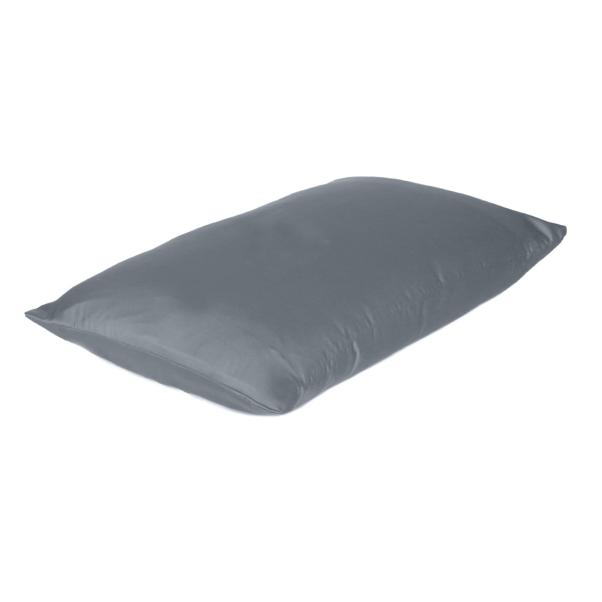 Dark Gray Dreamy Set Of Two Silky Satin Queen Pillowcases-Bed Sheets-DECOROLALA