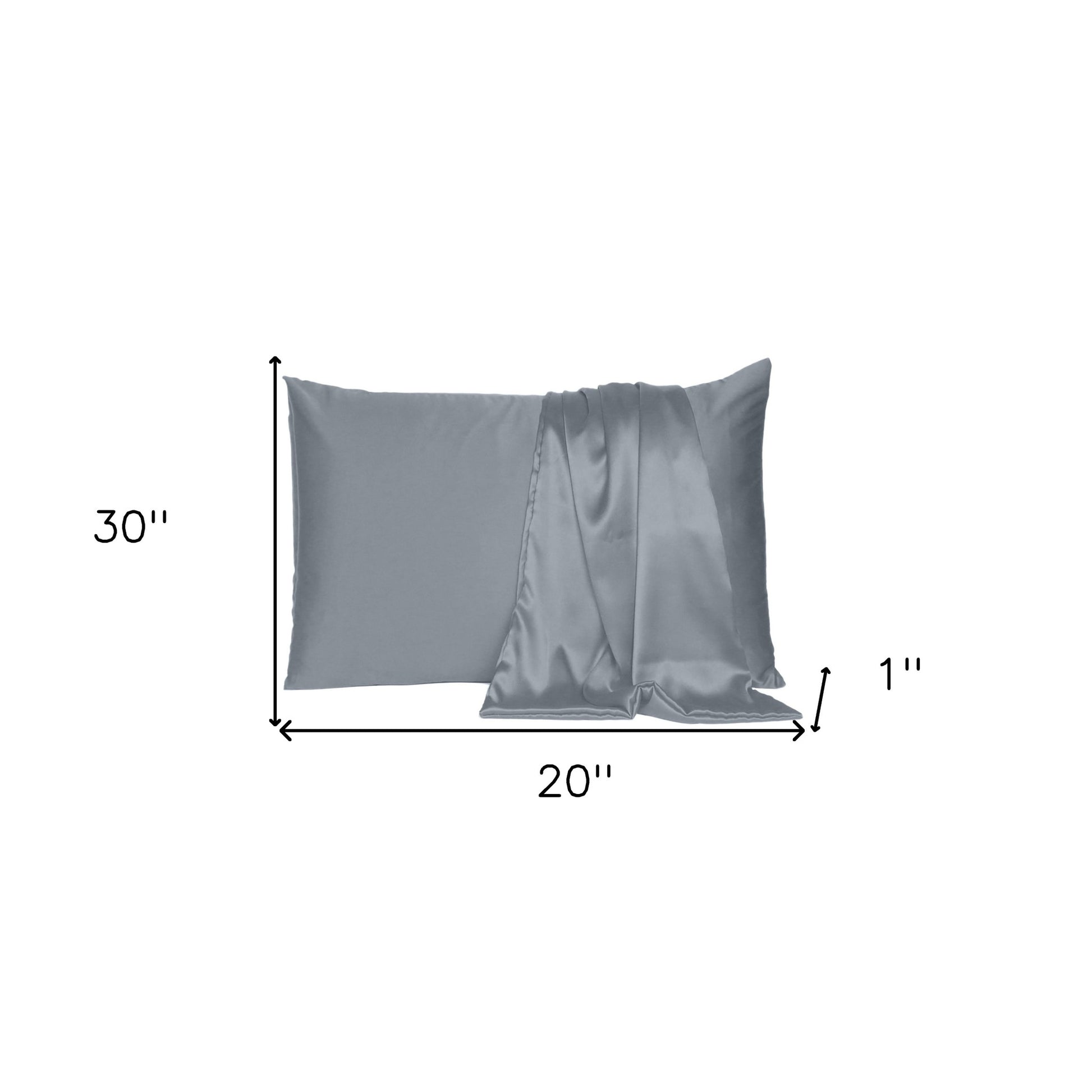 Dark Gray Dreamy Set Of Two Silky Satin Queen Pillowcases-Bed Sheets-DECOROLALA
