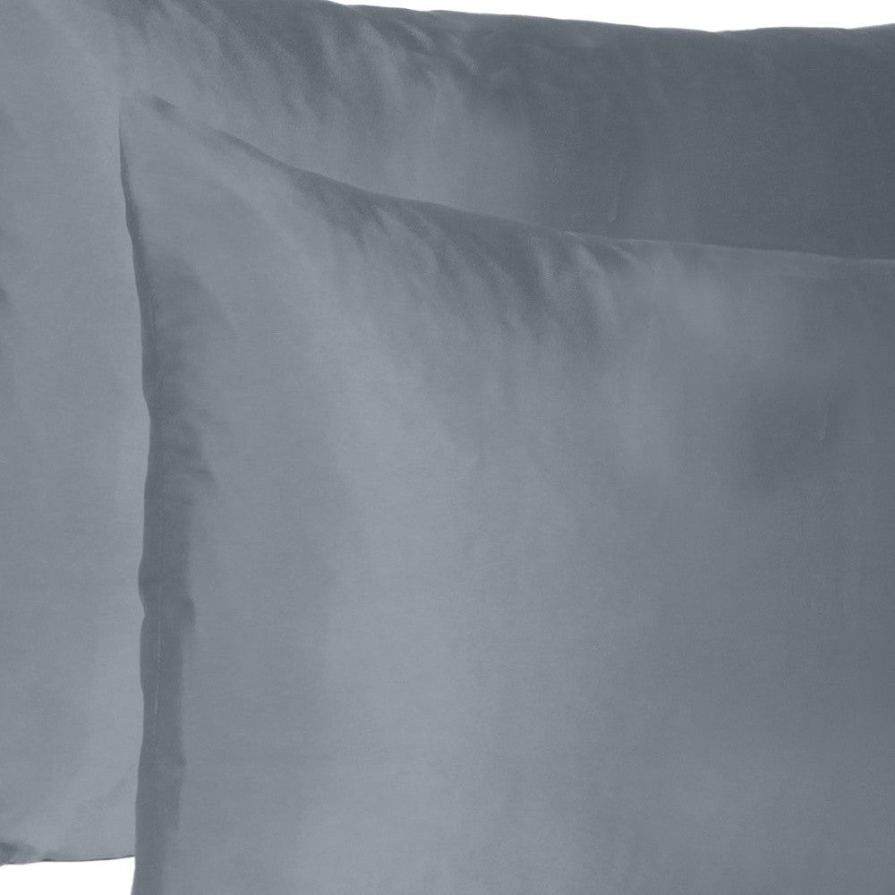 Dark Gray Dreamy Set Of Two Silky Satin Queen Pillowcases-Bed Sheets-DECOROLALA