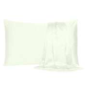 Ivory Dreamy Set Of 2 Silky Satin Queen Pillowcases-Bed Sheets-DECOROLALA