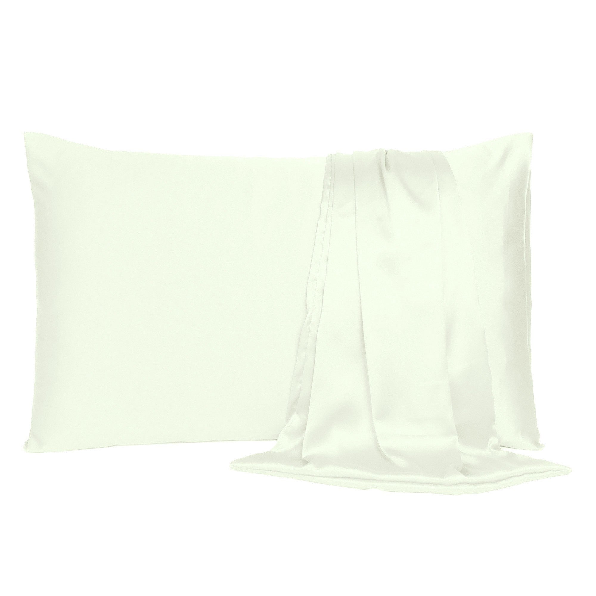 Ivory Dreamy Set Of 2 Silky Satin Queen Pillowcases-Bed Sheets-DECOROLALA