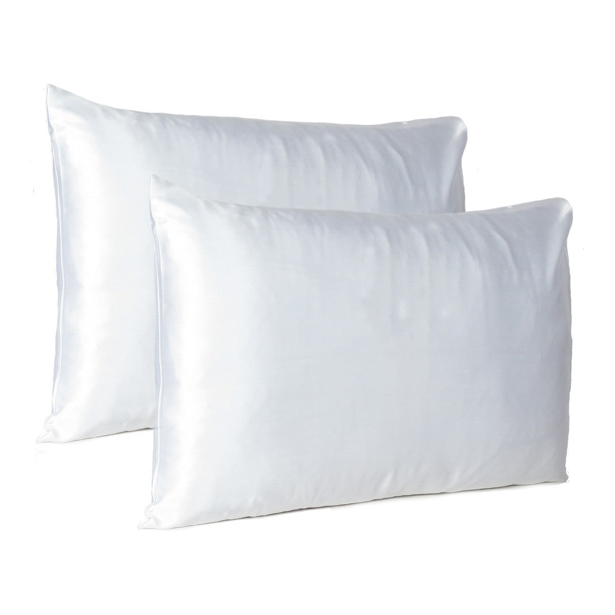 White Dreamy Set Of 2 Silky Satin Queen Pillowcases-Bed Sheets-DECOROLALA