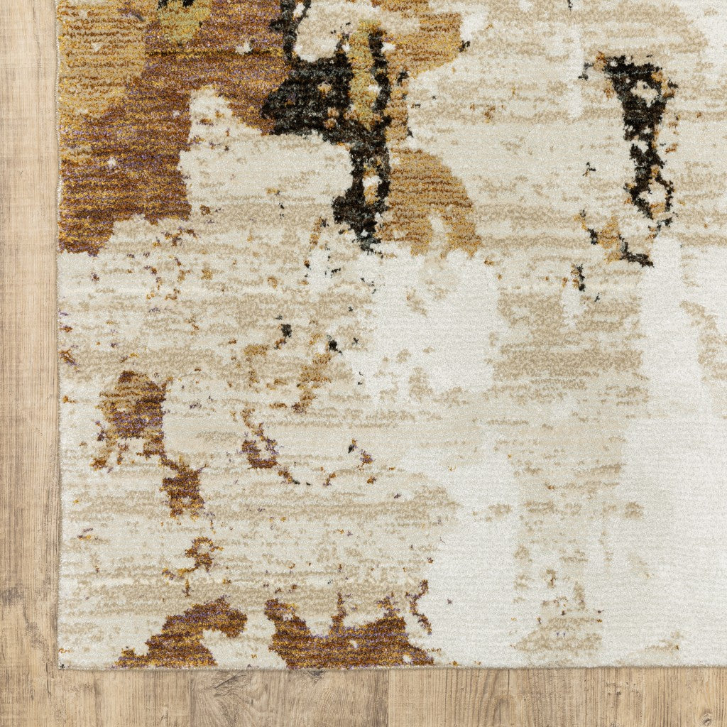 8' Beige And Black Runner Rug-3