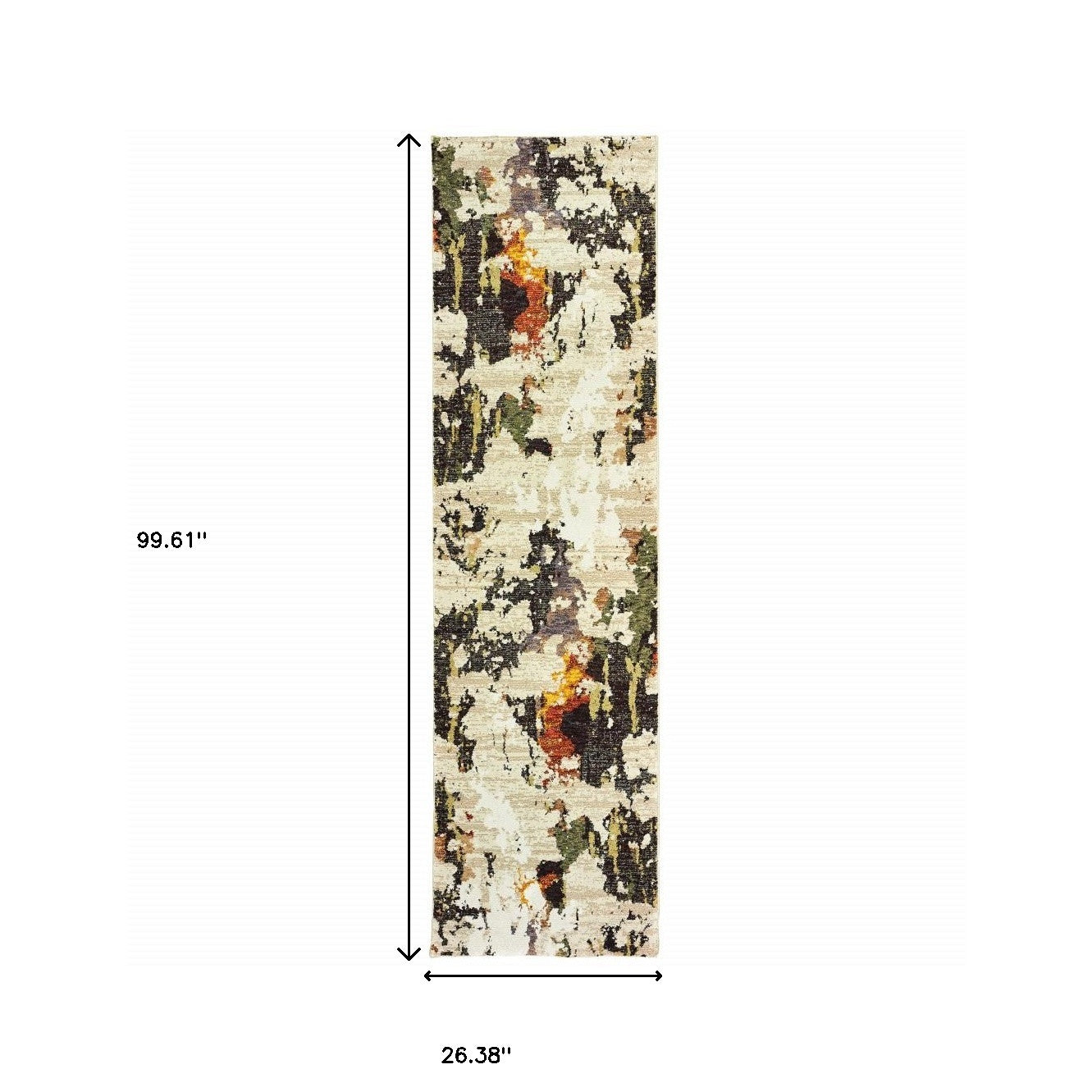 8' Beige And Black Runner Rug-2