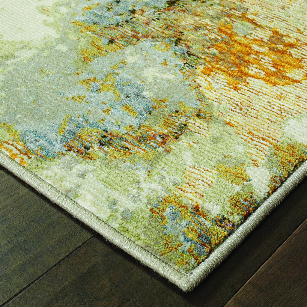 8' Gold And Ivory Runner Rug-5