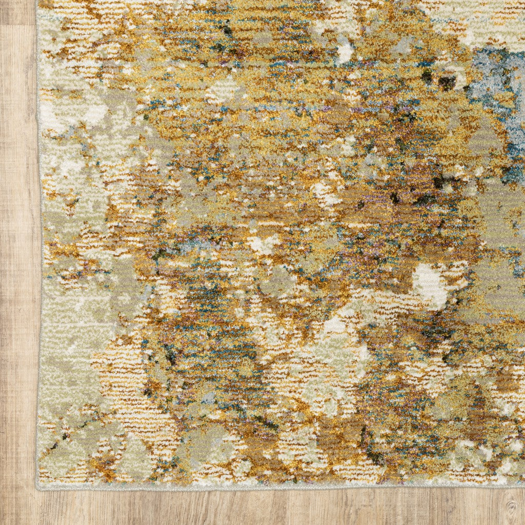 8' Gold And Ivory Runner Rug-6