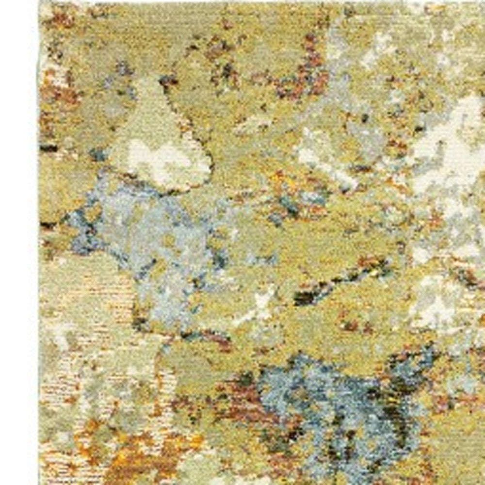 8' Gold And Ivory Runner Rug-3