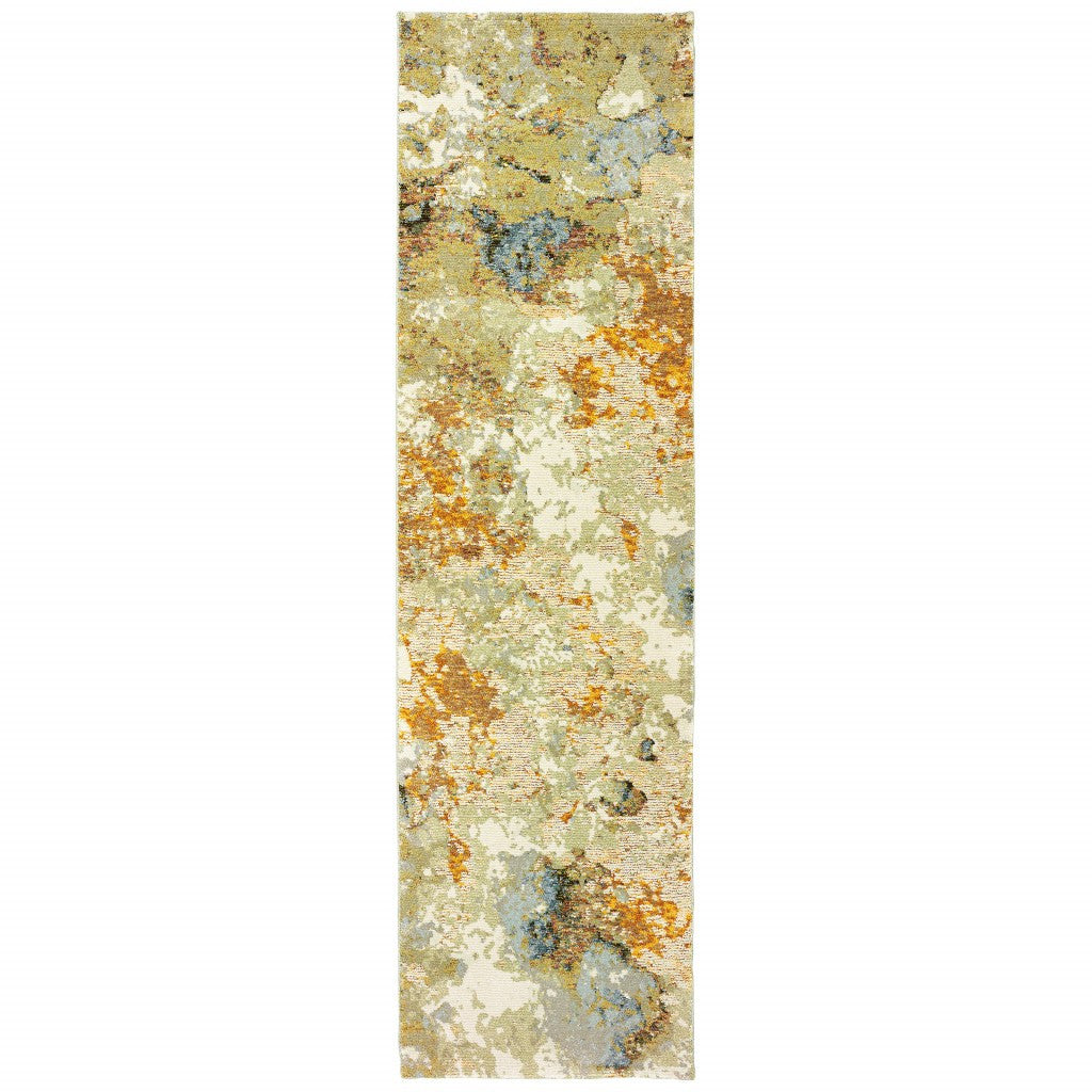 8' Gold And Ivory Runner Rug-4