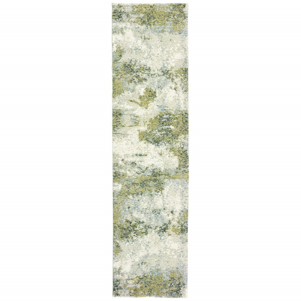 8' Blue And Green Runner Rug-1