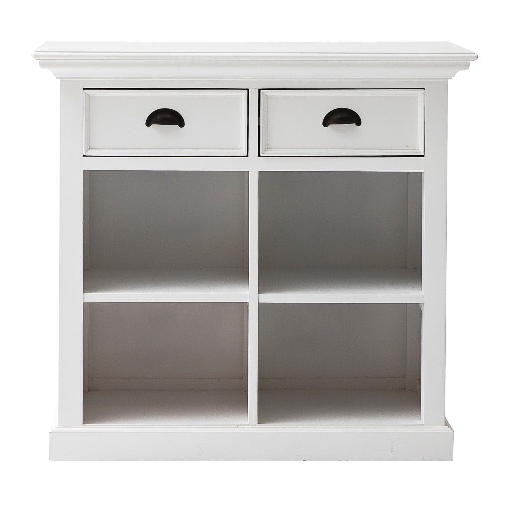 35" White Accent Cabinet With Two Drawers and Baskets-Sideboards-DECOROLALA