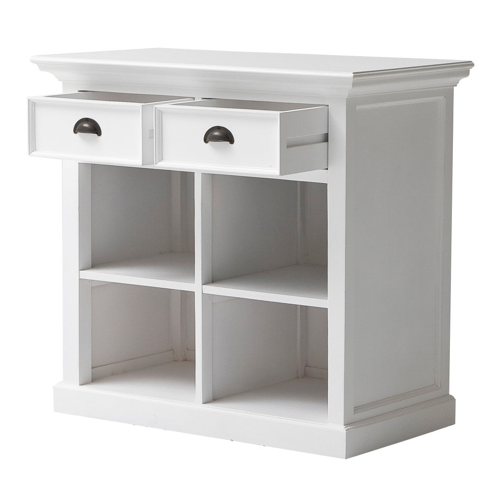 35" White Accent Cabinet With Two Drawers and Baskets-Sideboards-DECOROLALA