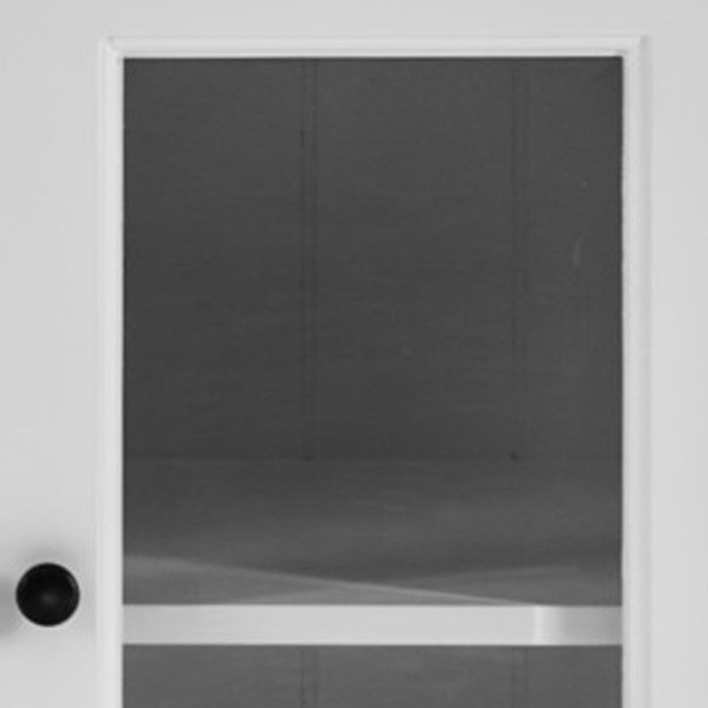 35" White Wood and Glass Two Door Accent Cabinet-Sideboards-DECOROLALA