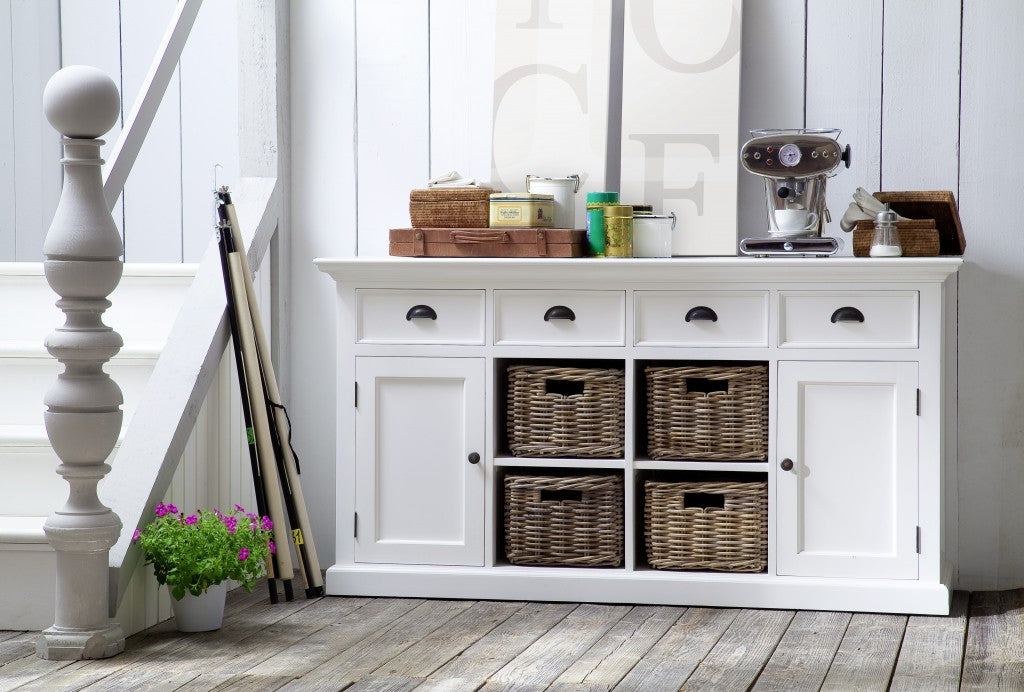 63" White Solid Wood Four Drawer Sideboard with Two Doors-8