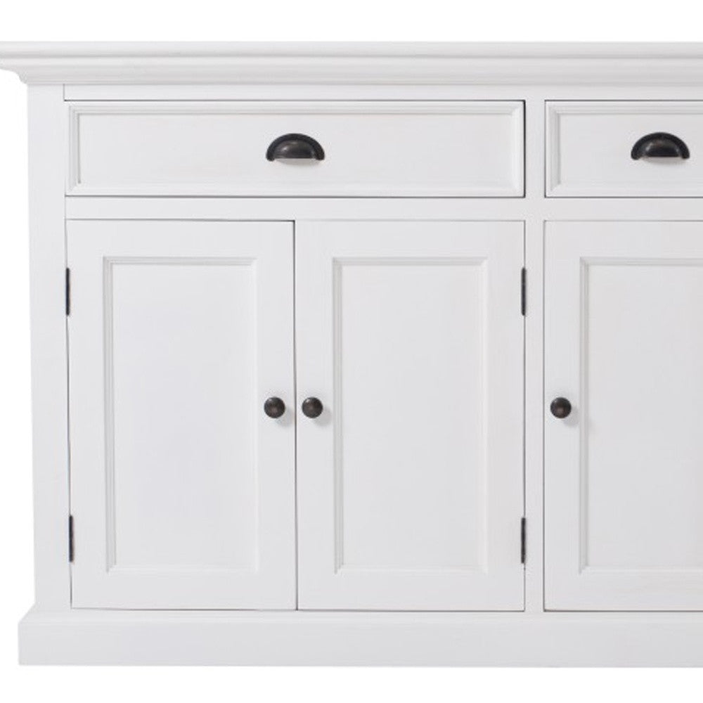 71" White Solid Wood Three Drawer Sideboard with Five Doors-5