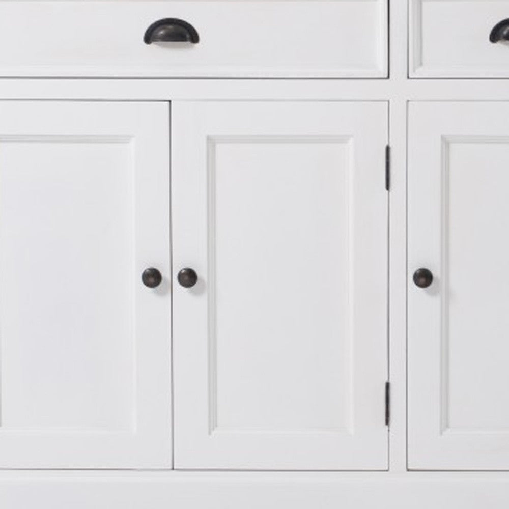 71" White Solid Wood Three Drawer Sideboard with Five Doors-6