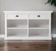 57" White Wood Two Drawer Buffet Table-Sideboards-DECOROLALA