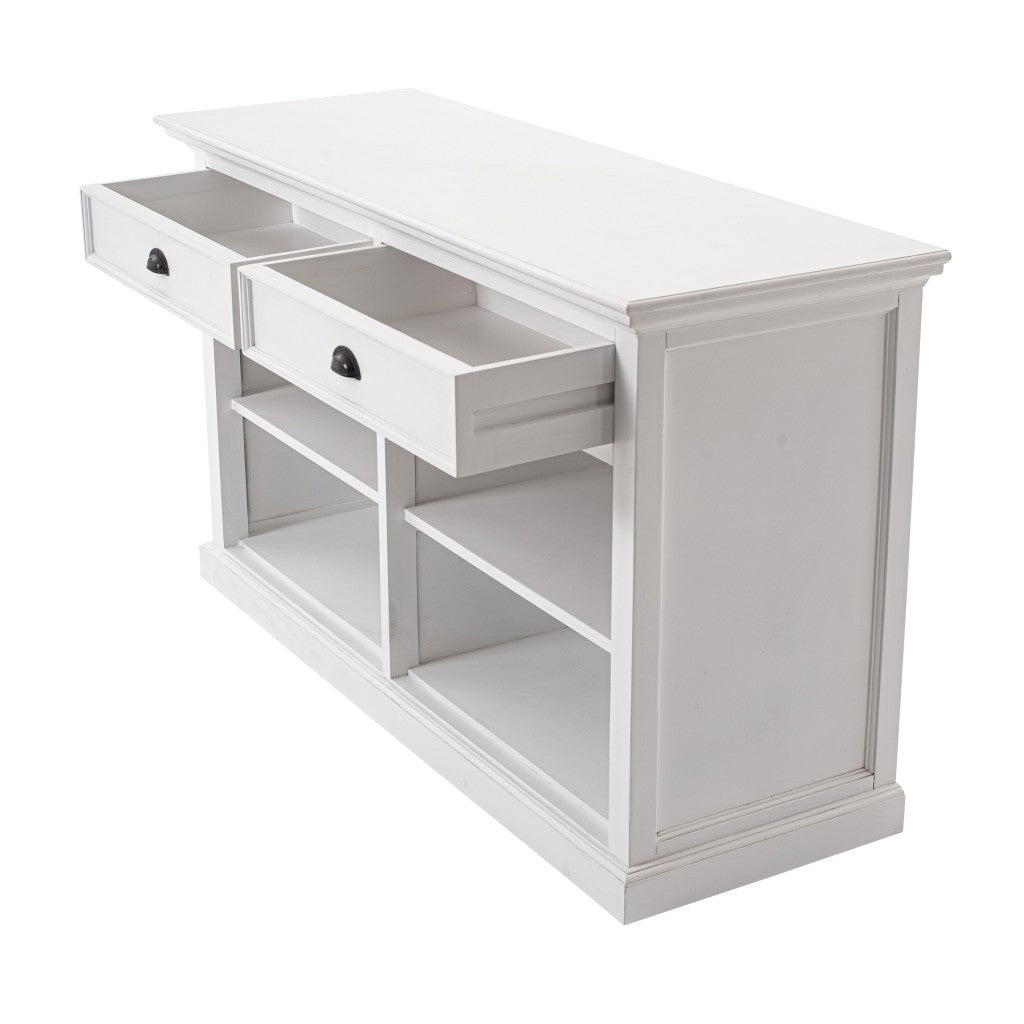 57" White Wood Two Drawer Buffet Table-Sideboards-DECOROLALA