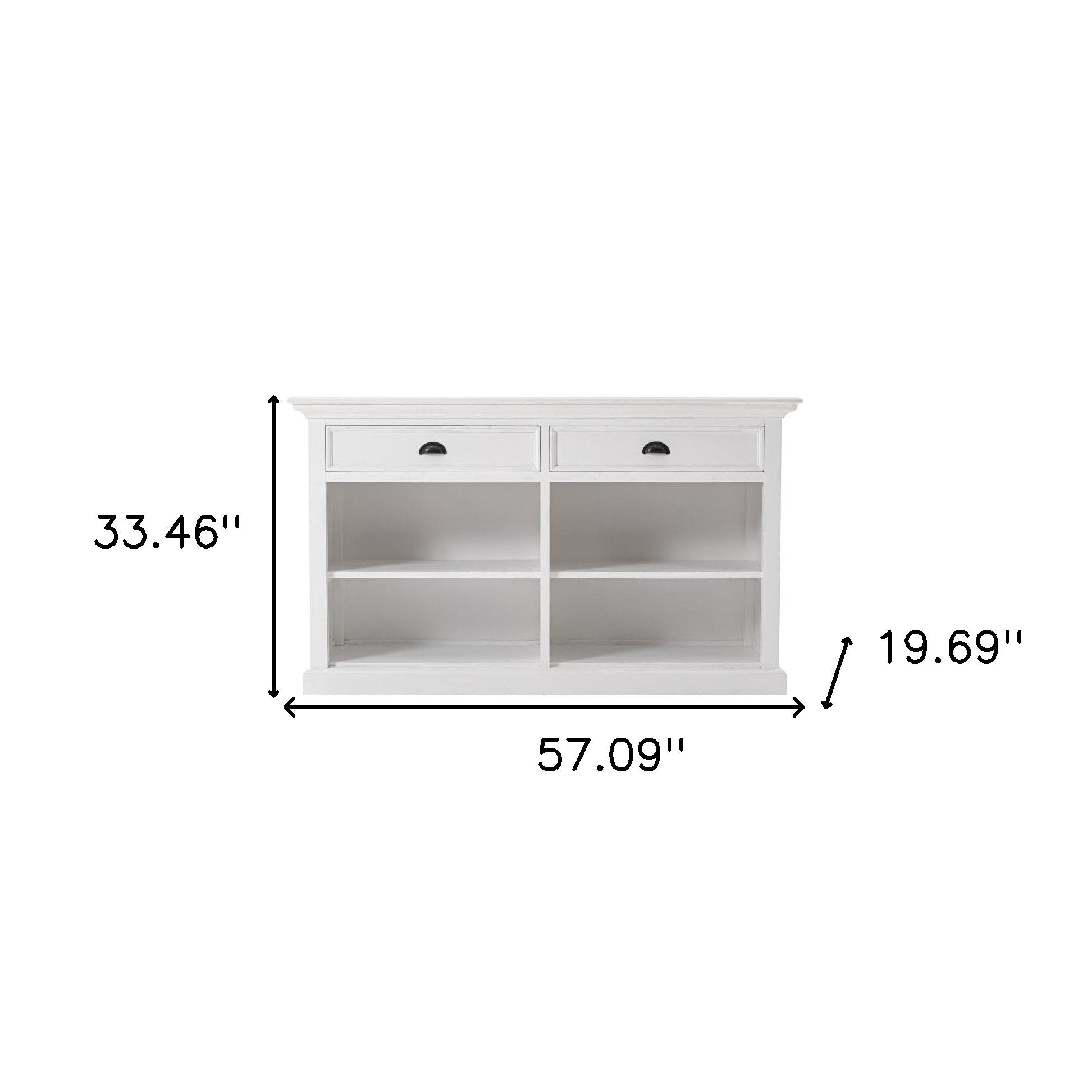 57" White Wood Two Drawer Buffet Table-Sideboards-DECOROLALA
