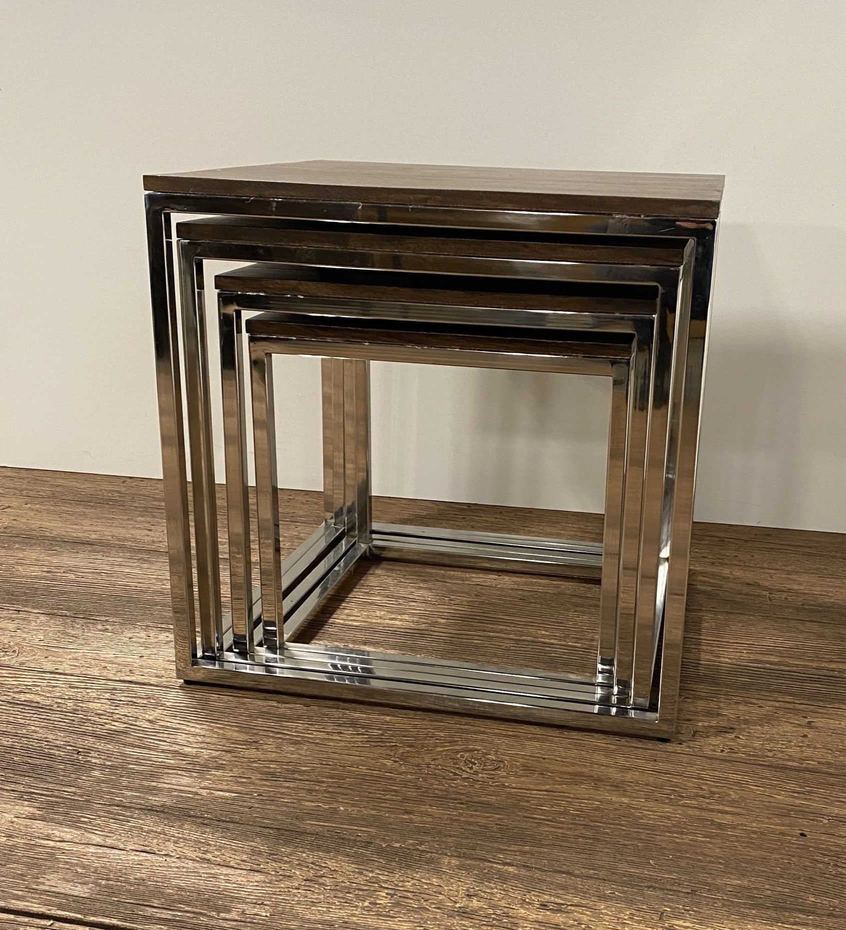Set Of 4 Modern Rustic Nesting Accent Tables-3