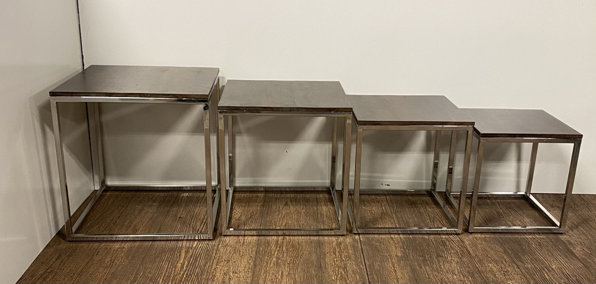 Set Of 4 Modern Rustic Nesting Accent Tables-5