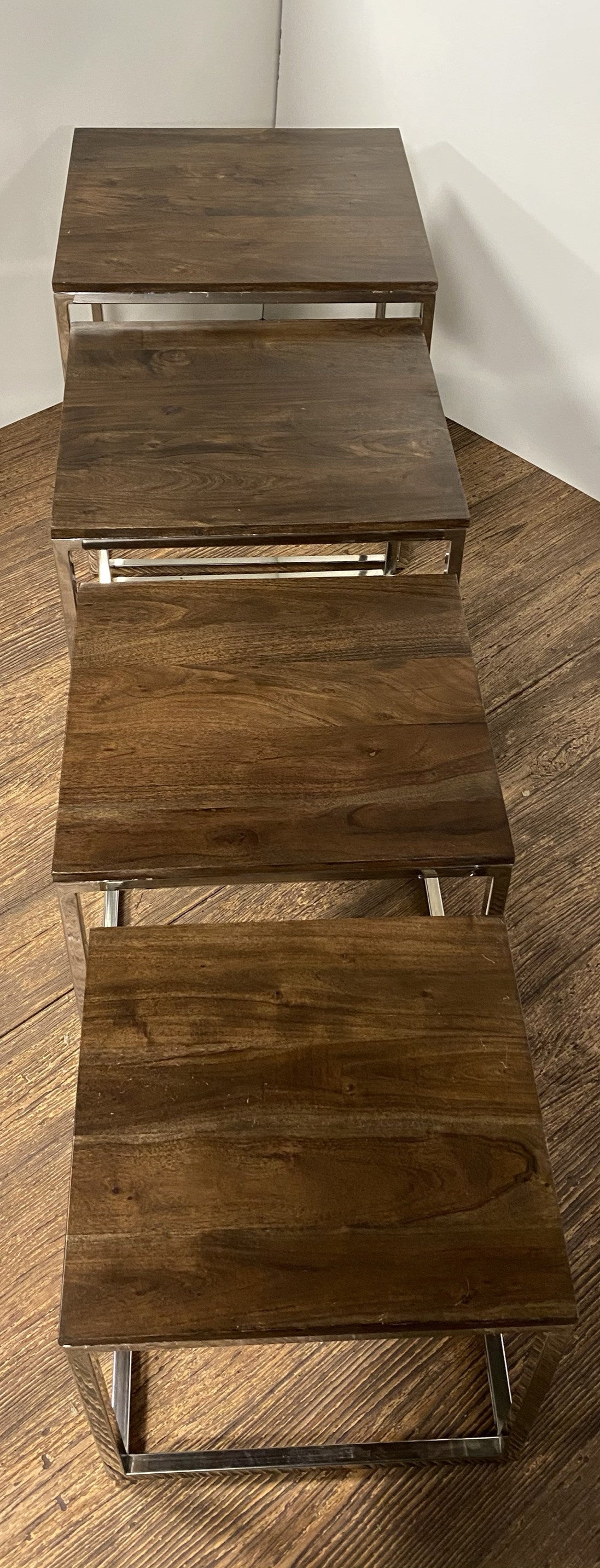 Set Of 4 Modern Rustic Nesting Accent Tables-6