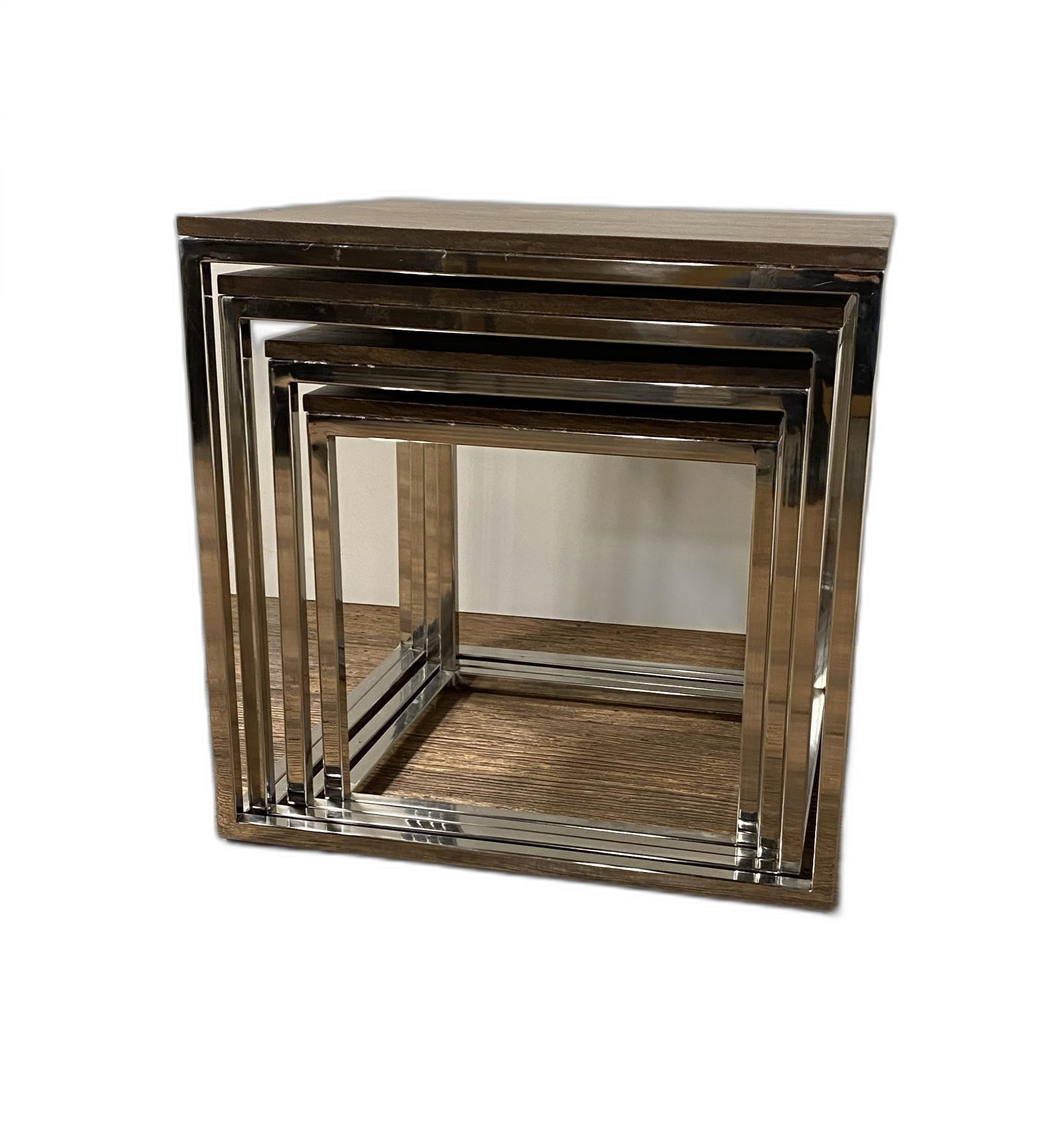 Set Of 4 Modern Rustic Nesting Accent Tables-0