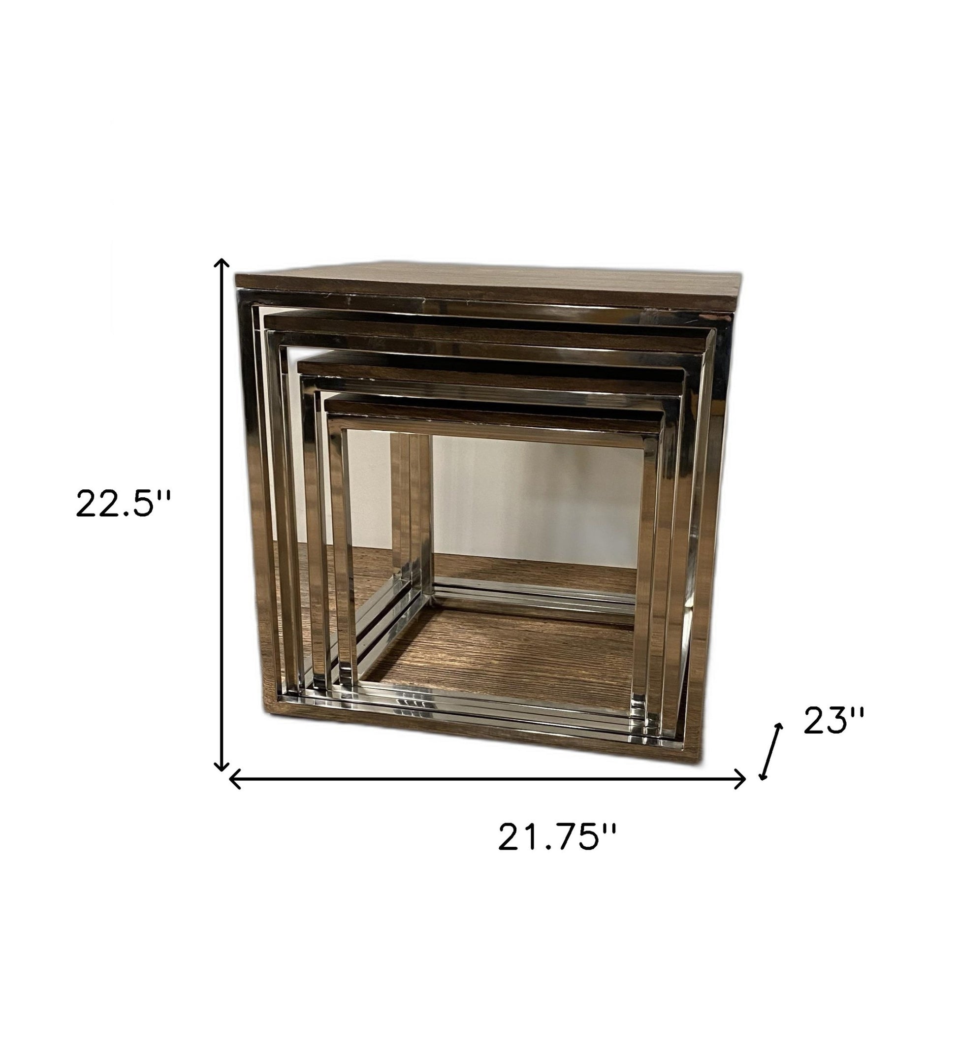 Set Of 4 Modern Rustic Nesting Accent Tables-7