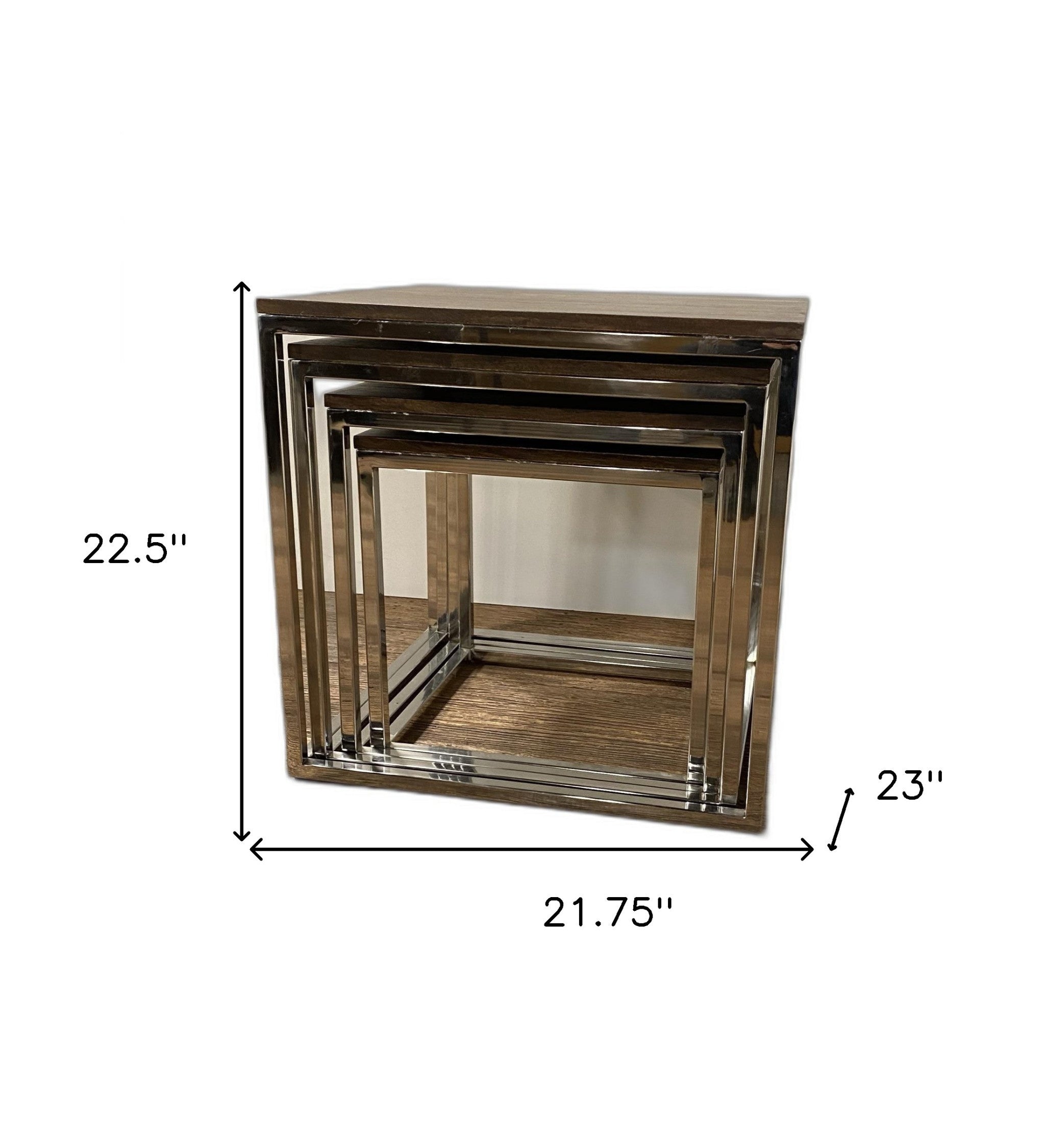 Set Of 4 Modern Rustic Nesting Accent Tables-7