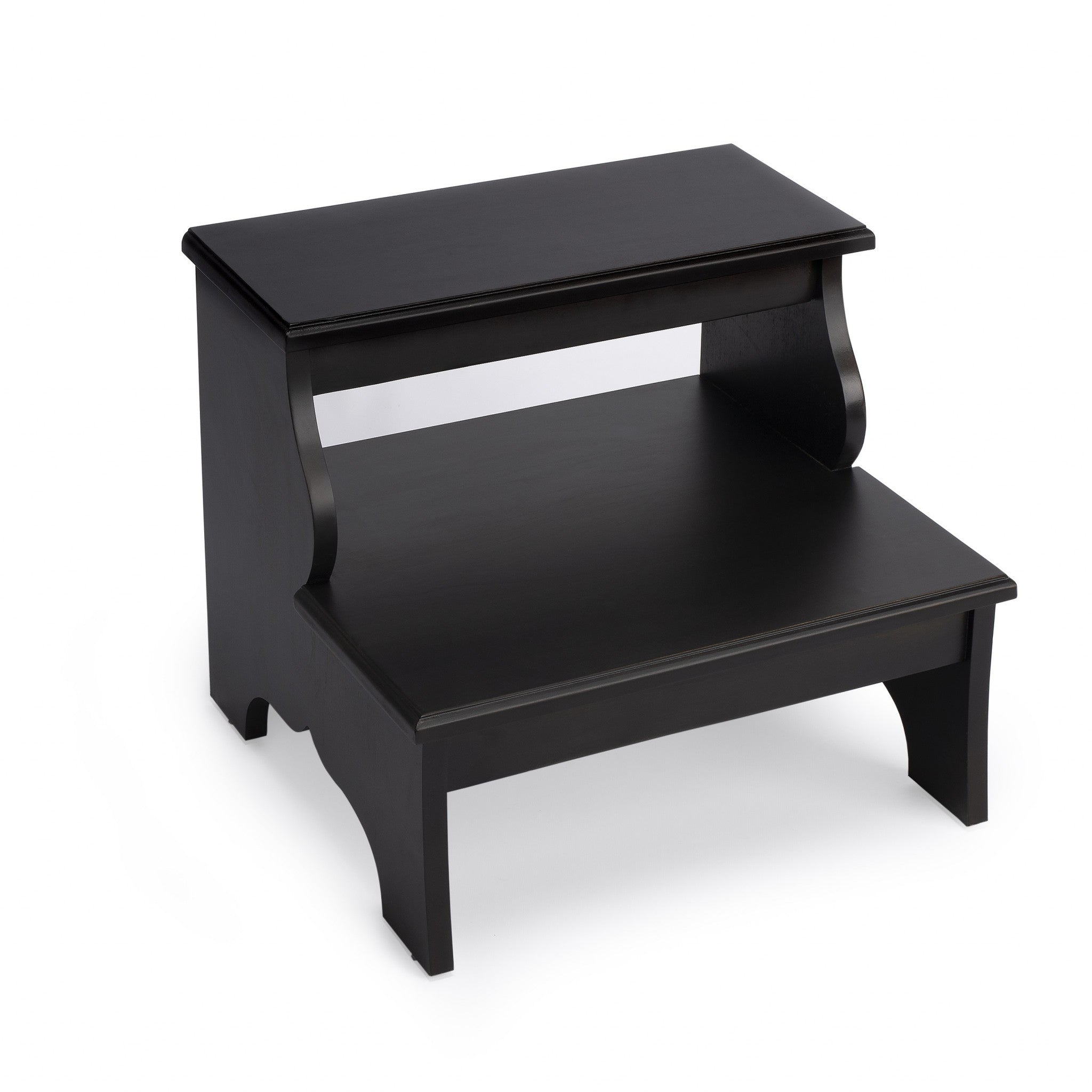 18" Dark Brown Solid and Manufactured Wood Footstool-Ottomans-DECOROLALA