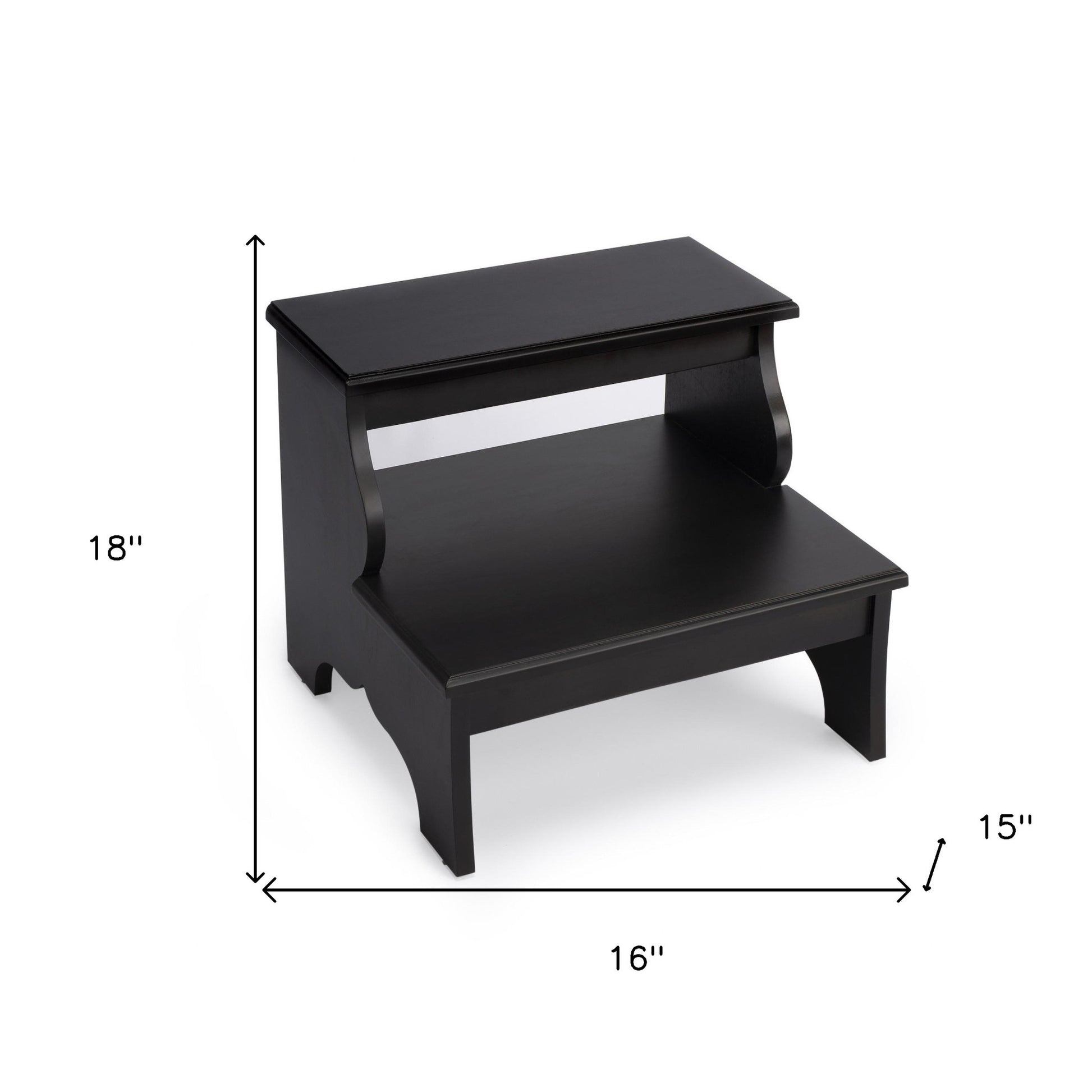 18" Dark Brown Solid and Manufactured Wood Footstool-Ottomans-DECOROLALA