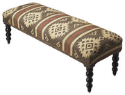 48" Brown Upholstered Wool Southwest Distressed Bench-Benches-DECOROLALA