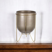 10" Bronze Cylinder Metal Table Vase-Vases-DECOROLALA