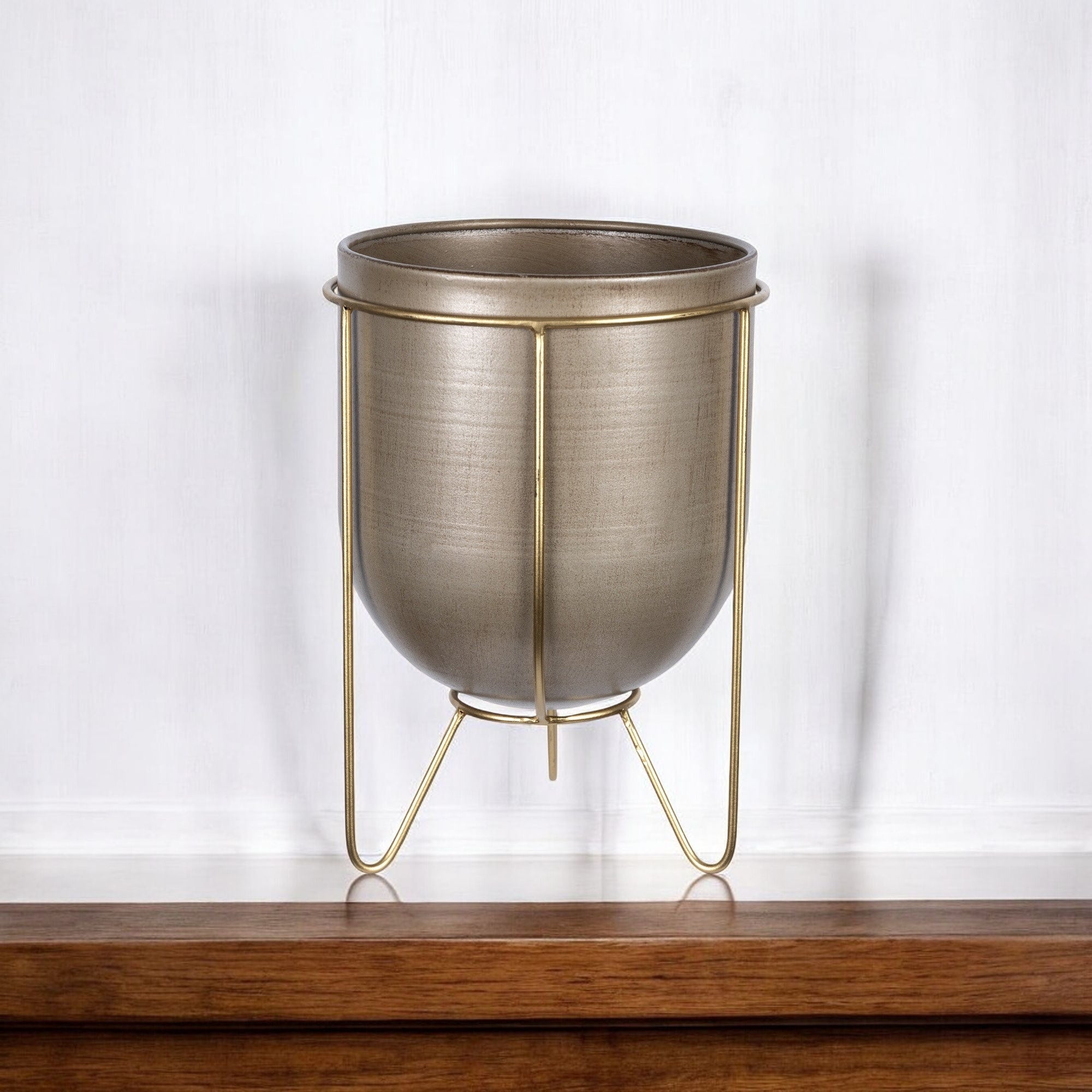 10" Bronze Cylinder Metal Table Vase-Vases-DECOROLALA