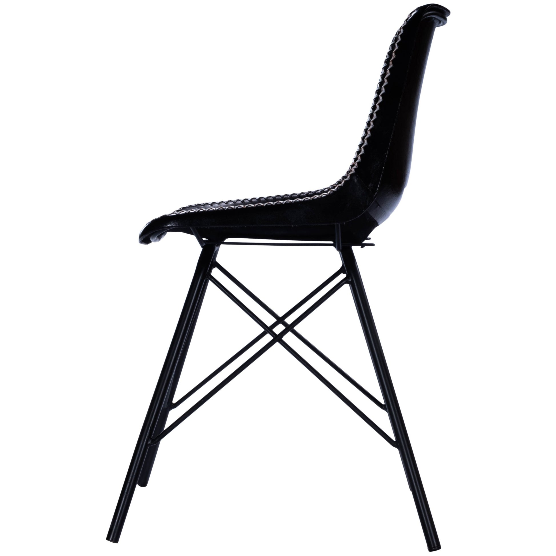 18" Black Faux Leather Side Chair-Accent Chairs-DECOROLALA