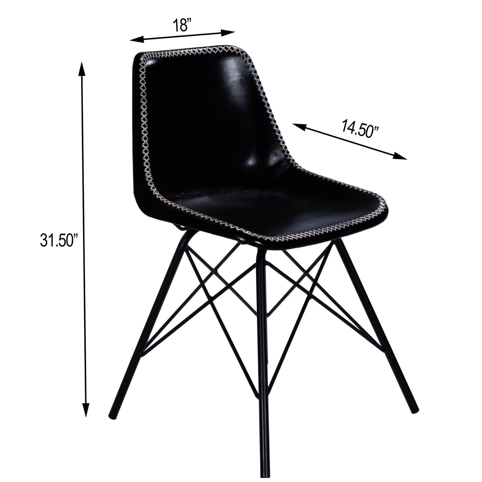 18" Black Faux Leather Side Chair-Accent Chairs-DECOROLALA