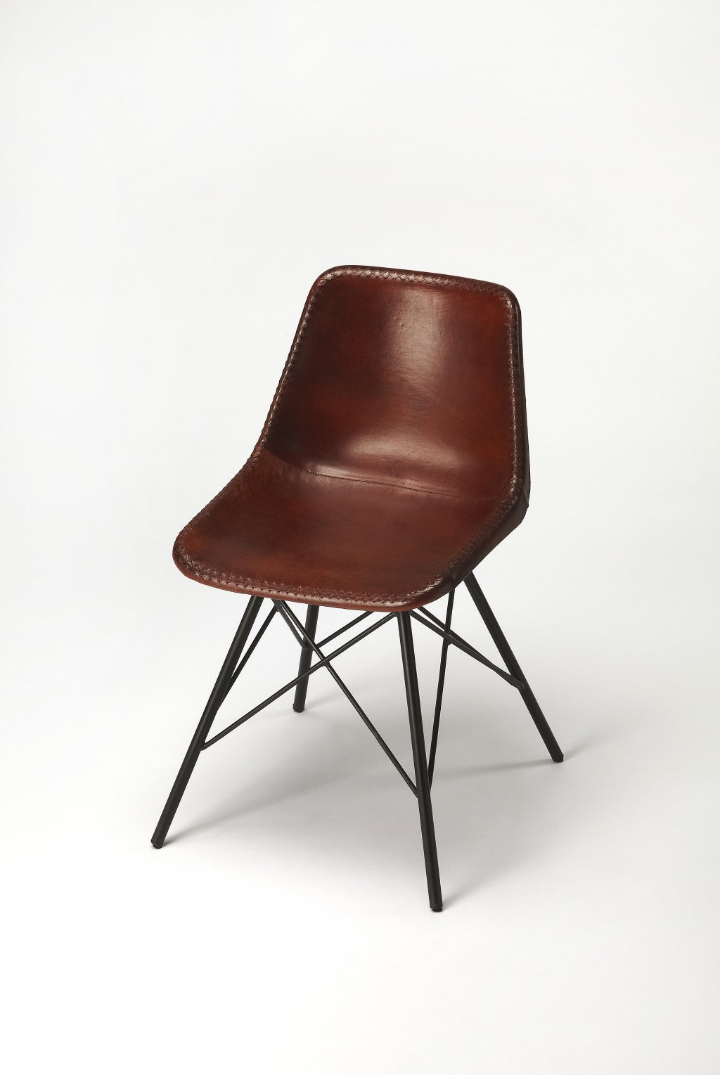 21" Brown and Black Faux Leather Side Chair-Accent Chairs-DECOROLALA