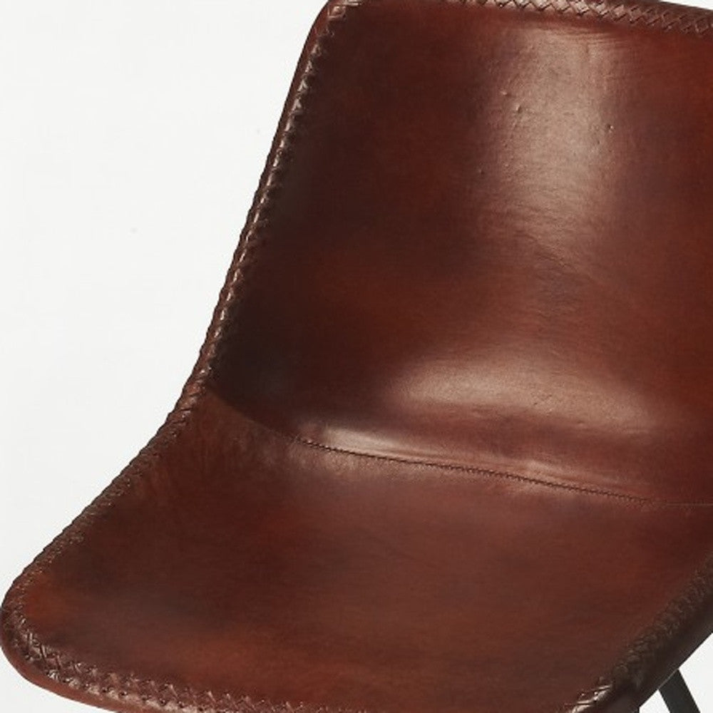 21" Brown and Black Faux Leather Side Chair-Accent Chairs-DECOROLALA