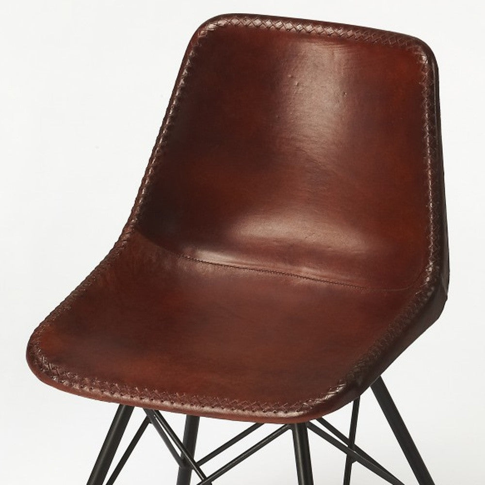 21" Brown and Black Faux Leather Side Chair-Accent Chairs-DECOROLALA