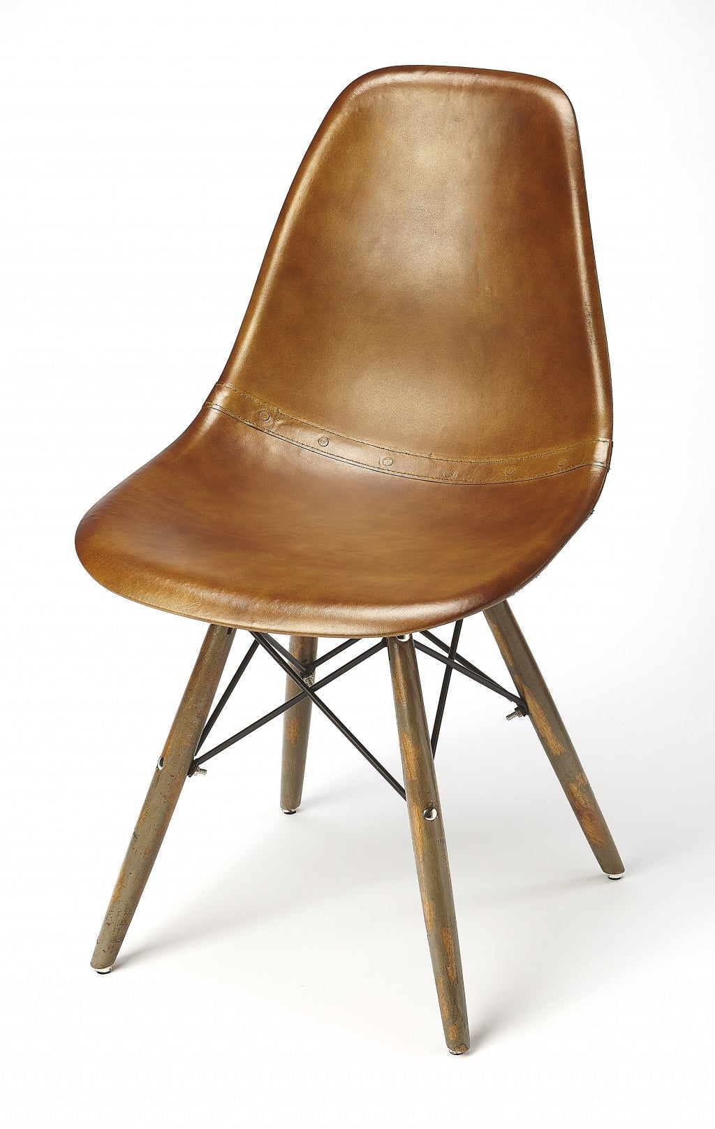 18" Brown and Copper Faux Leather Side Chair-Accent Chairs-DECOROLALA