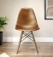 18" Brown and Copper Faux Leather Side Chair-Accent Chairs-DECOROLALA