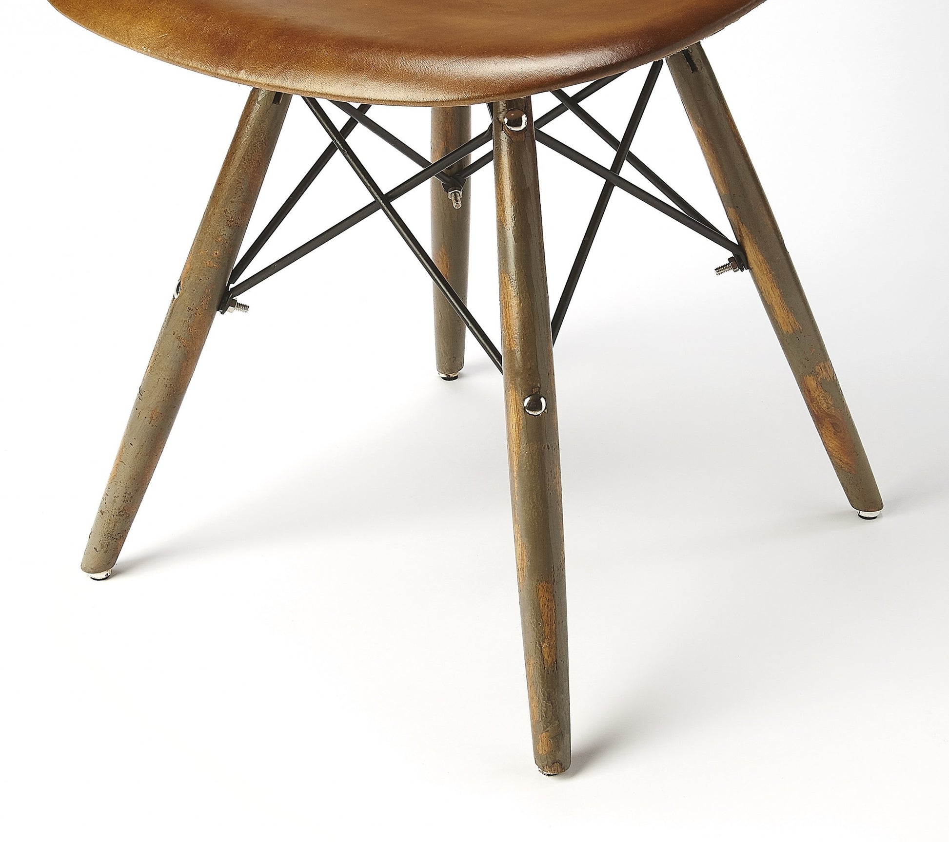 18" Brown and Copper Faux Leather Side Chair-Accent Chairs-DECOROLALA